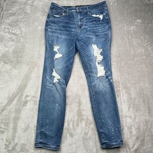 Judy Blue Jeans Womens 32 Blue‎ Skinny High Rise Stretch Ripped Distressed Denim